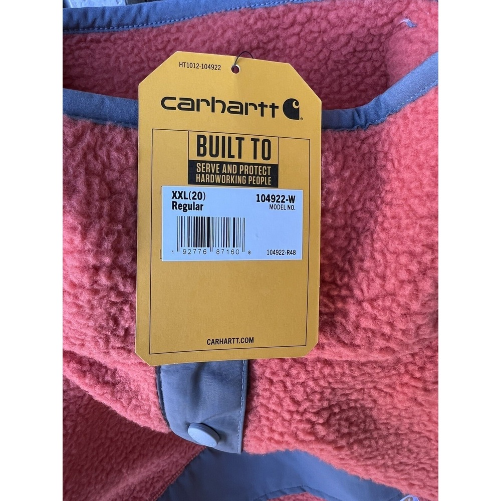 Carhartt Women's Relaxed Fit Sherpa Fleece Pullover Snap Jacket - 2XL Orange - Picture 8 of 10